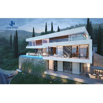 Porta deslizante Estrutura de estrutura de estrutura de aço pré-fabricada Casa Kit Villa com janela de liga de alumínio
