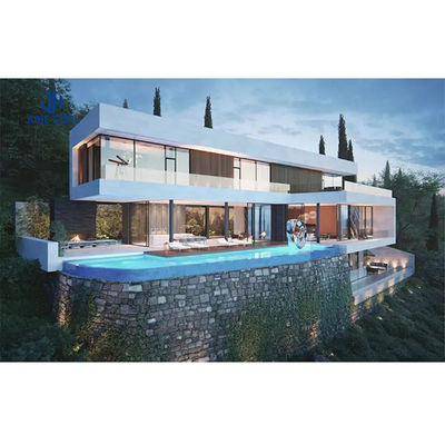 Porta deslizante Estrutura de estrutura de estrutura de aço pré-fabricada Casa Kit Villa com janela de liga de alumínio