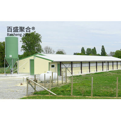 Edifício pré-fabricado de grande capacidade para criação de frangos de corte e de aves de capoeira com telhado de painéis de sanduíche