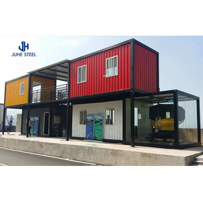 Casa pré-fabricada CAD / 3D de cor personalizada para edifícios modernos de contêineres de dois andares de luxo
