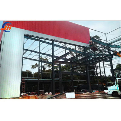 Fabricação de edifícios de aço Estrutura de ferro vermelho Pequena oficina Fábrica com porta deslizante