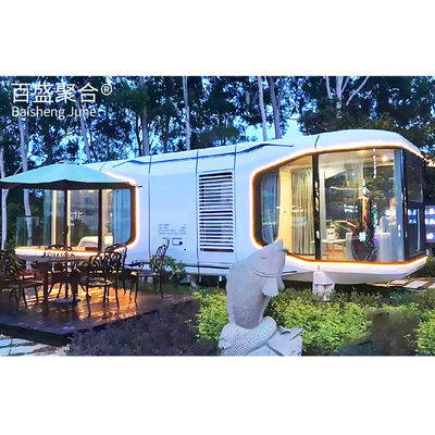 Casa de cápsula espacial móvel com combinação de cores personalizada