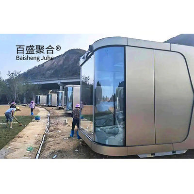Casas de contêiner de vidro duplo personalizado Mobile Space Capsule Cabin Hotel