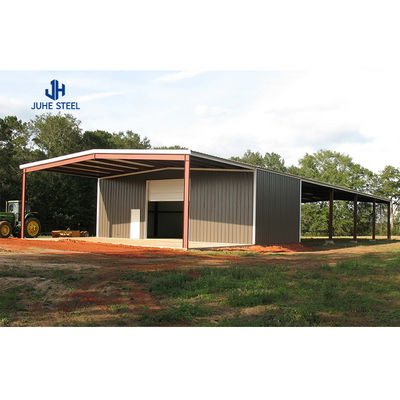 Portão deslizante galpão pré-fabricado de fazenda de cabras com design e telhado de chapa de aço única