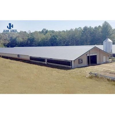 Estrutura de grelha de longo comprimento pré-fabricado galpão de estufa moderno para a criação de frangos de corte
