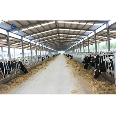 2-10m de altura Estrutura de aço galpão de vacas pré-fabricado Edifício de armazém com tubo de 48mm