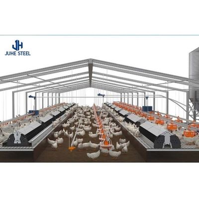 Q235B/Q345B Estrutura de aço com baixo teor de carbono Estrutura de aço Cozinha de frango Casas de frango pré-fabricadas