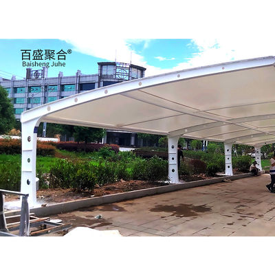 Tecido de membrana de tração PTFE PVDF Estrutura de aço grande Toldo automático para estacionamento de 3 carros