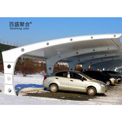 Tecido de membrana de tração PTFE PVDF Estrutura de aço grande Toldo automático para estacionamento de 3 carros