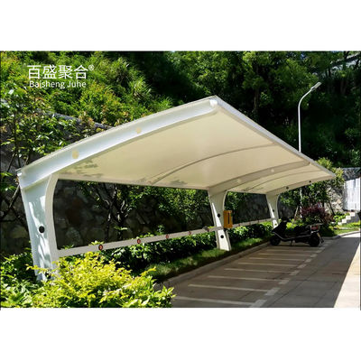 Tecido de membrana de tração PTFE PVDF Estrutura de aço grande Toldo automático para estacionamento de 3 carros